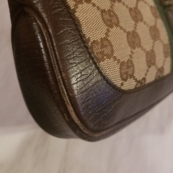 Authentic Gucci Canvas Bag w/ Lock & Leather Trim - Picture 4 of 4